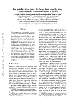 Free as in Free Word Order: An Energy Based Model for Word Segmentation
  and Morphological Tagging in Sanskrit
