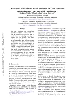 UKP-Athene: Multi-Sentence Textual Entailment for Claim Verification