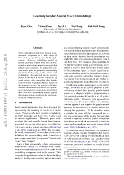 Learning Gender-Neutral Word Embeddings