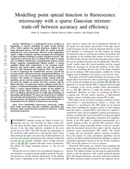 Modelling Point Spread Function in Fluorescence Microscopy with a Sparse
  Combination of Gaussian Mixture: Trade-off between Accuracy and Efficiency