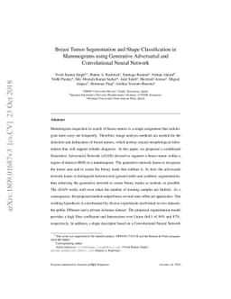 Breast Tumor Segmentation and Shape Classification in Mammograms using
  Generative Adversarial and Convolutional Neural Network