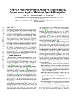 HASP: A High-Performance Adaptive Mobile Security Enhancement Against
  Malicious Speech Recognition