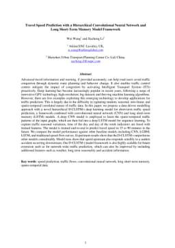 Travel Speed Prediction with a Hierarchical Convolutional Neural Network
  and Long Short-Term Memory Model Framework
