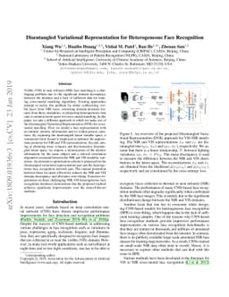 Disentangled Variational Representation for Heterogeneous Face
  Recognition