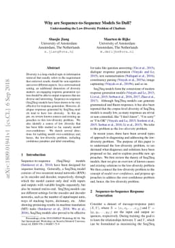 Why are Sequence-to-Sequence Models So Dull? Understanding the
  Low-Diversity Problem of Chatbots