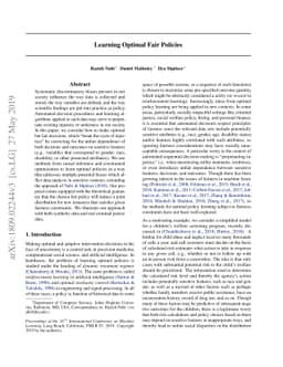 Learning Optimal Fair Policies