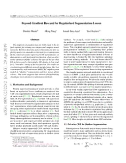 Beyond Gradient Descent for Regularized Segmentation Losses