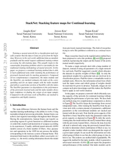 StackNet: Stacking Parameters for Continual learning