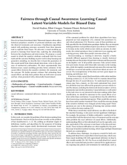 Fairness Through Causal Awareness: Learning Latent-Variable Models for
  Biased Data
