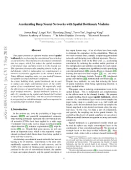 Accelerating Deep Neural Networks with Spatial Bottleneck Modules