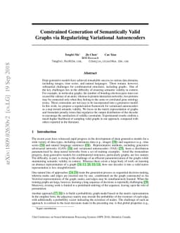 Constrained Generation of Semantically Valid Graphs via Regularizing
  Variational Autoencoders