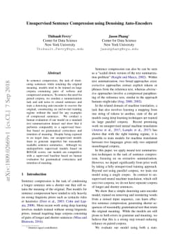 Unsupervised Sentence Compression using Denoising Auto-Encoders
