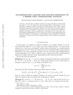 Multiresolution analysis and adaptive estimation on a sphere using
  stereographic wavelets