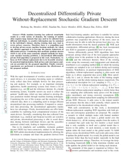 Decentralized Differentially Private Without-Replacement Stochastic
  Gradient Descent