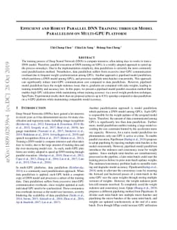 Efficient and Robust Parallel DNN Training through Model Parallelism on
  Multi-GPU Platform