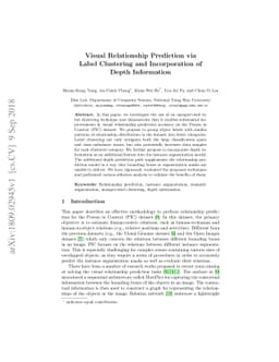 Visual Relationship Prediction via Label Clustering and Incorporation of
  Depth Information