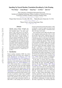 Speeding Up Neural Machine Translation Decoding by Cube Pruning