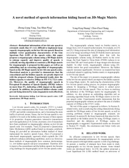 A novel method of speech information hiding based on 3D-Magic Matrix