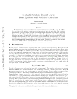 Stochastic Gradient Descent Learns State Equations with Nonlinear
  Activations