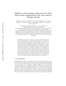 Shallow vs deep learning architectures for white matter lesion
  segmentation in the early stages of multiple sclerosis