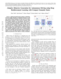 Adaptive Behavior Generation for Autonomous Driving using Deep
  Reinforcement Learning with Compact Semantic States