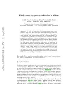 Hand-tremor frequency estimation in videos