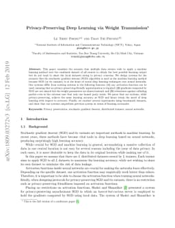Privacy-Preserving Deep Learning via Weight Transmission