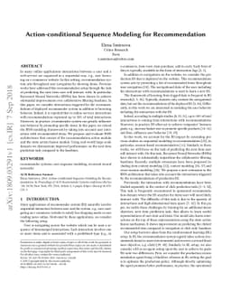 Action-conditional Sequence Modeling for Recommendation