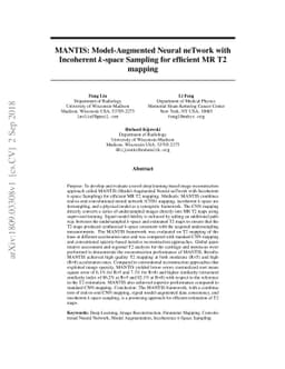 MANTIS: Model-Augmented Neural neTwork with Incoherent k-space Sampling
  for efficient MR T2 mapping