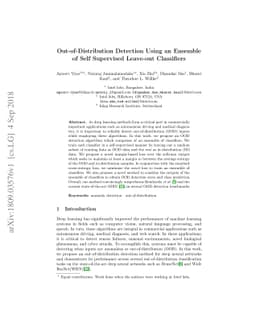 Out-of-Distribution Detection Using an Ensemble of Self Supervised
  Leave-out Classifiers