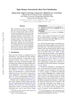 Topic Memory Networks for Short Text Classification
