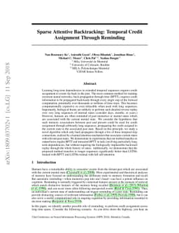 Sparse Attentive Backtracking: Temporal CreditAssignment Through
  Reminding