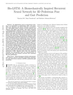 Bio-LSTM: A Biomechanically Inspired Recurrent Neural Network for 3D
  Pedestrian Pose and Gait Prediction
