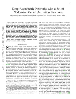 Deep Asymmetric Networks with a Set of Node-wise Variant Activation
  Functions