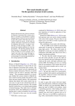 How much should you ask? On the question structure in QA systems