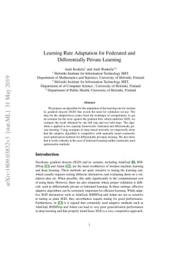 Learning Rate Adaptation for Federated and Differentially Private
  Learning