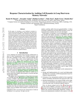 Response Characterization for Auditing Cell Dynamics in Long Short-term
  Memory Networks