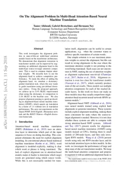 On The Alignment Problem In Multi-Head Attention-Based Neural Machine
  Translation