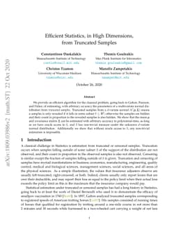 Efficient Statistics, in High Dimensions, from Truncated Samples