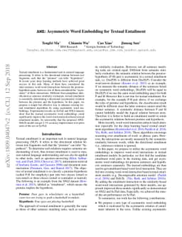 AWE: Asymmetric Word Embedding for Textual Entailment