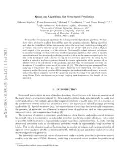 Quantum Algorithms for Structured Prediction
