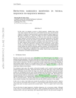 Detecting egregious responses in neural sequence-to-sequence models
