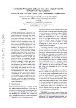 Adversarial Propagation and Zero-Shot Cross-Lingual Transfer of Word
  Vector Specialization