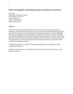 What can linguistics and deep learning contribute to each other?