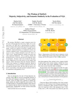 The Wisdom of MaSSeS: Majority, Subjectivity, and Semantic Similarity in
  the Evaluation of VQA
