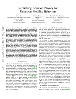 Rethinking Location Privacy for Unknown Mobility Behaviors