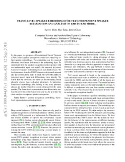 Frame-level speaker embeddings for text-independent speaker recognition
  and analysis of end-to-end model