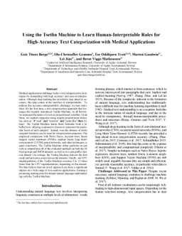 Using the Tsetlin Machine to Learn Human-Interpretable Rules for
  High-Accuracy Text Categorization with Medical Applications