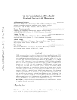 On the Generalization of Stochastic Gradient Descent with Momentum