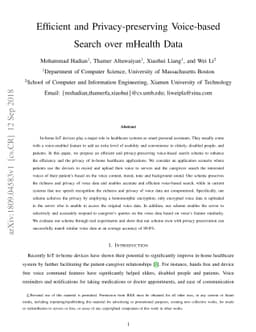 Efficient and Privacy-preserving Voice-based Search over mHealth Data